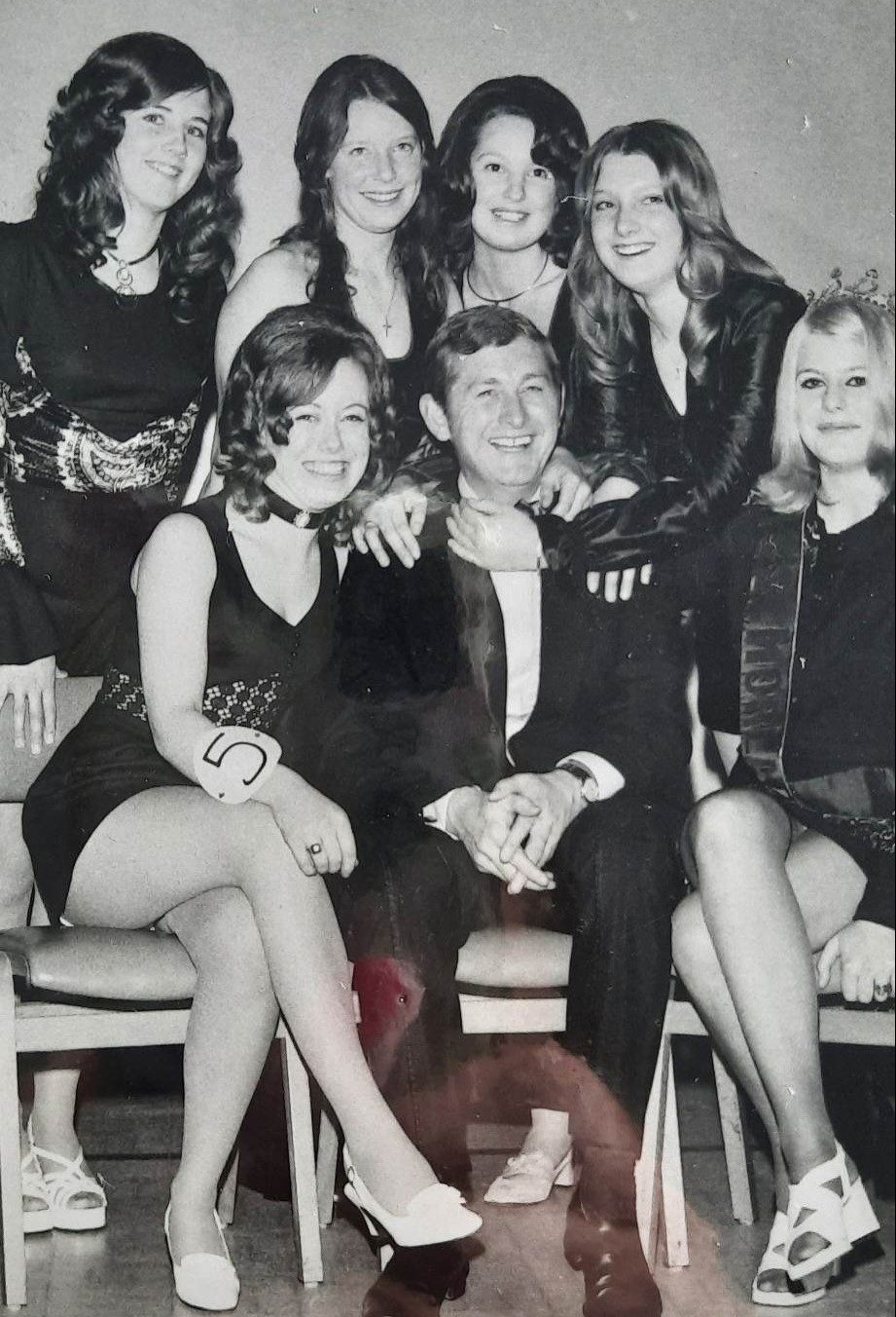 Miss Morlands finalists 1972 with Bruce Hockin -Sandra White second from the right Photo: Lisa Parsons